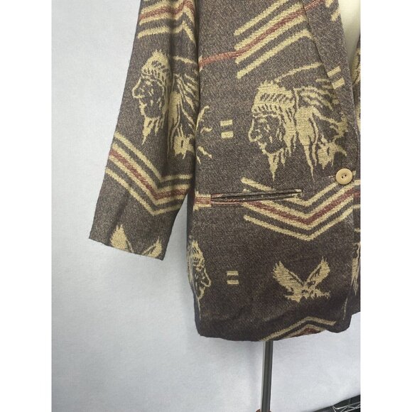 Vintage AB Sport Wool-Look Blazer Women’s 1X Southwest Horses Eagle - Picture 4 of 12